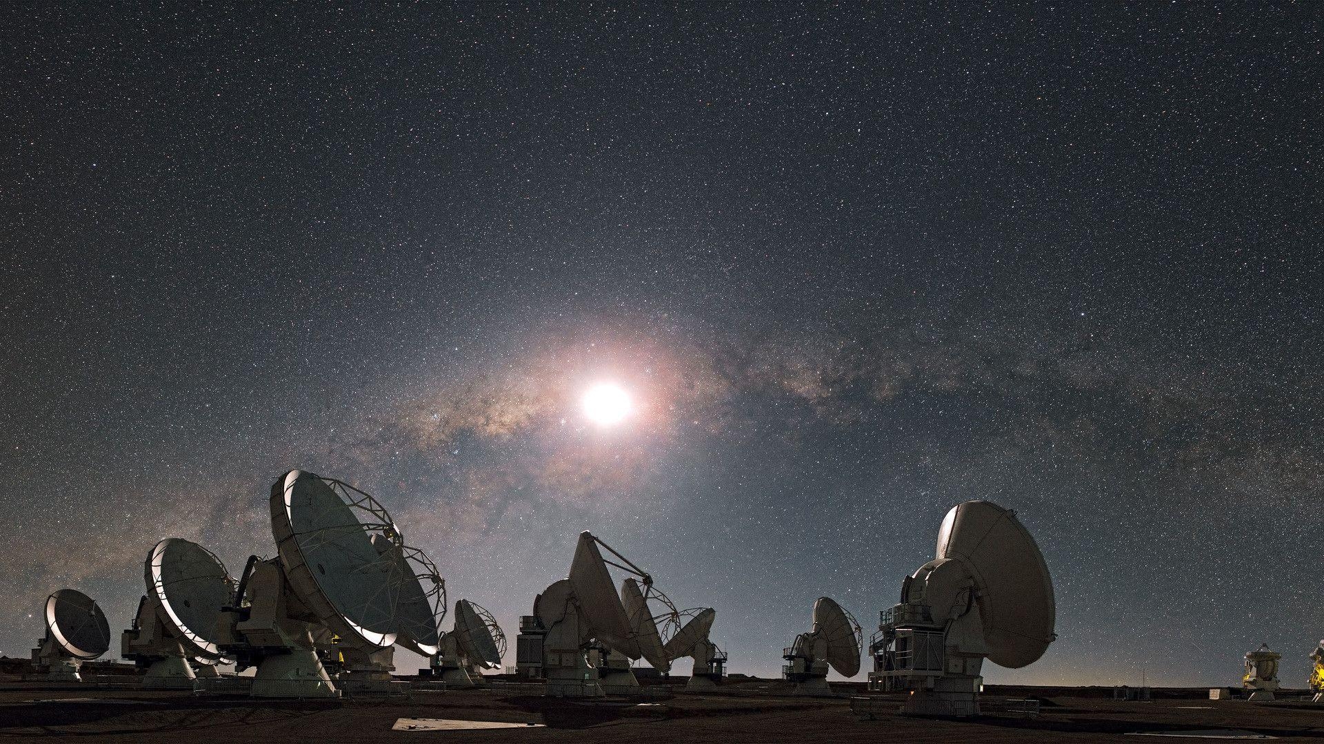 1920x1080 the milky way wallpaper, moon, stars, the radio telescope. HD, Desktop