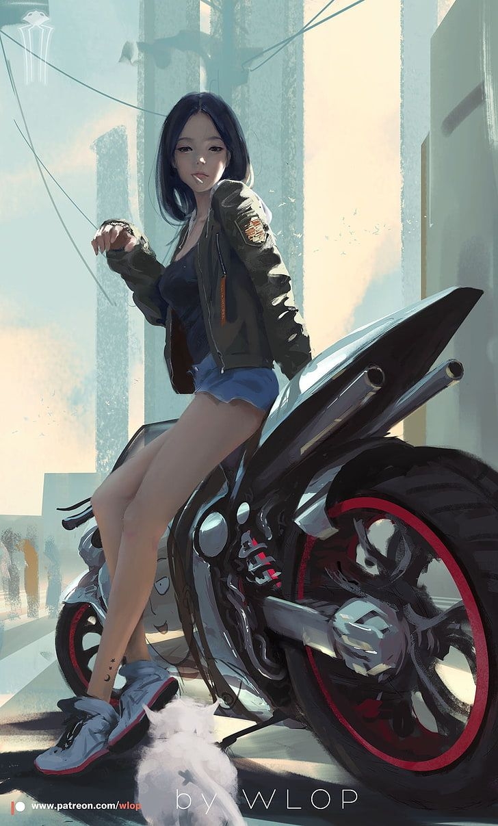 730x1210 Sports Bike Illustration, Wlop, Anime.wallpapertip.com, Phone