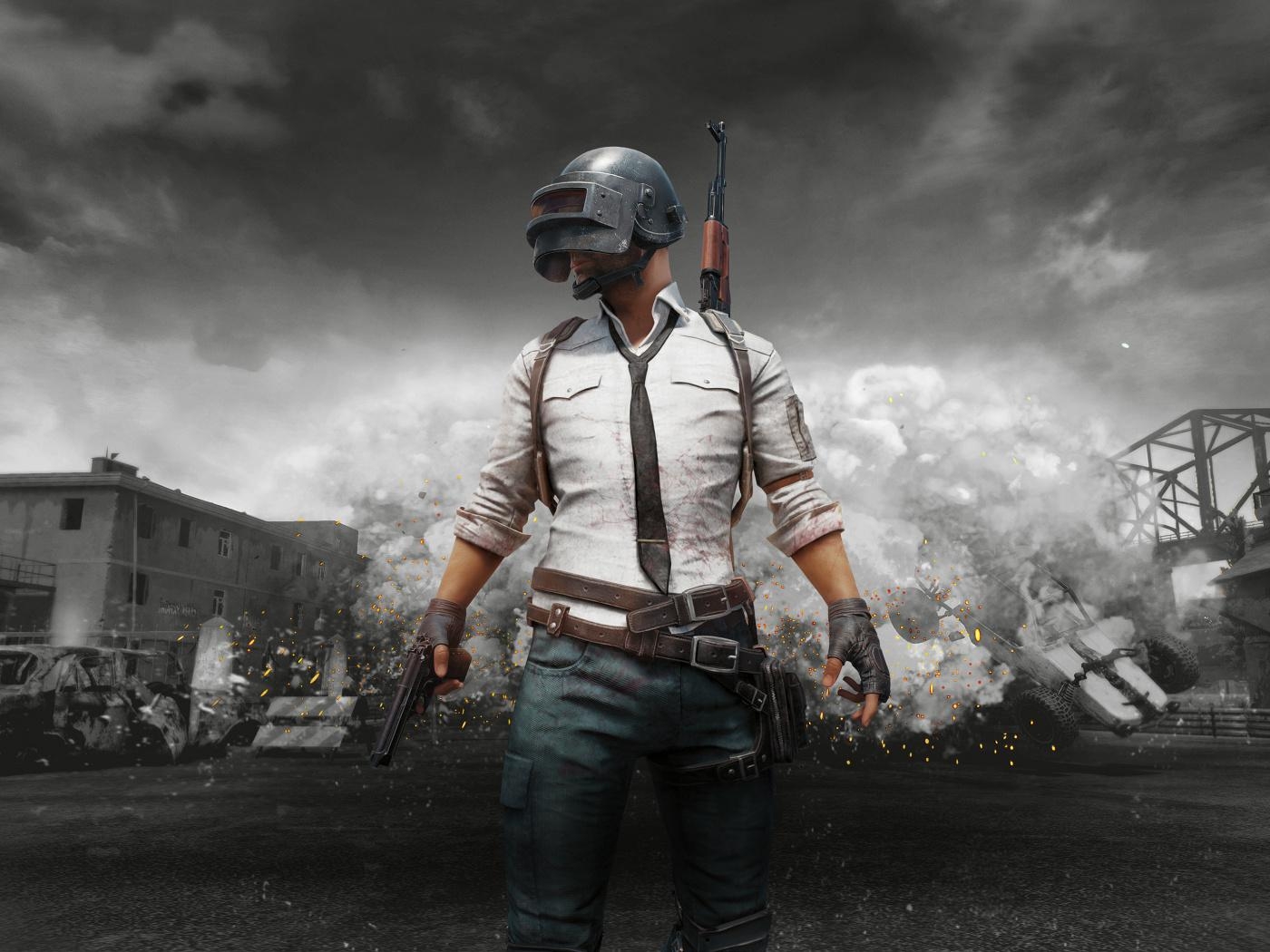 1400x1050 Download  wallpaper pubg, mobile monochrome, standard, Desktop