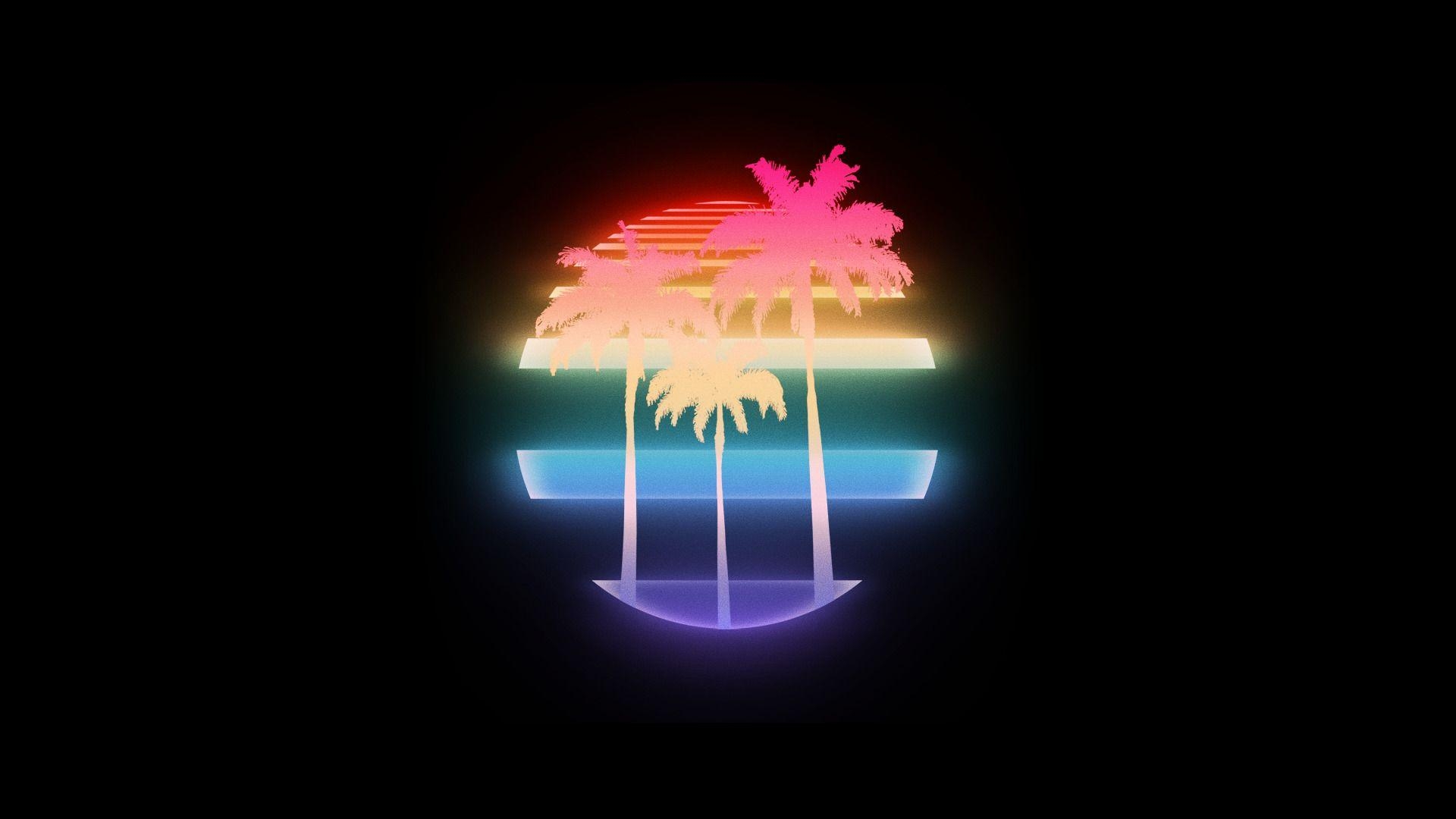 1920x1080 Download HD Wallpaper Of 479278 VHS, Palm_trees, 1980s, New_Retro_Wave, Retro_style, Vintage, Sunset, Vaporwav. Vaporwave Wallpaper, Retro Waves, Waves Wallpaper, Desktop