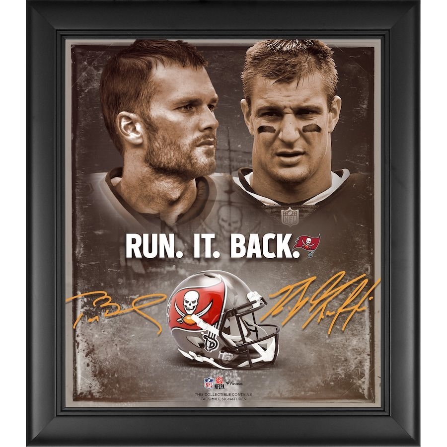 900x900 Tom Brady & Rob Gronkowski Tampa Bay Buccaneers Framed 15 x 17 Run It Back Collage, Phone