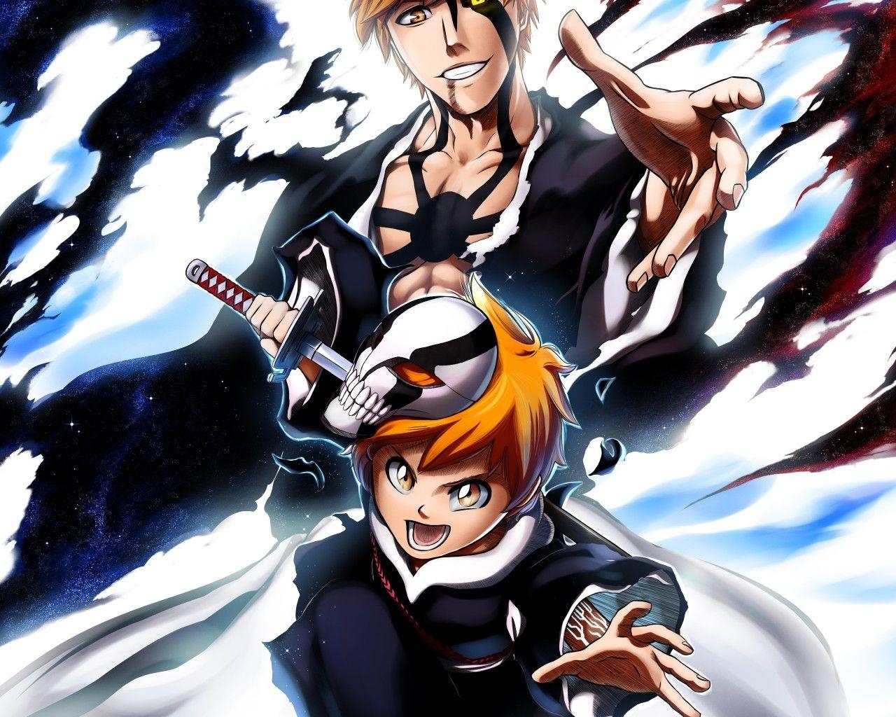 1280x1030 Download  Kurosaki Ichigo, Kurosaki Kazui, Bleach, Sword, Desktop