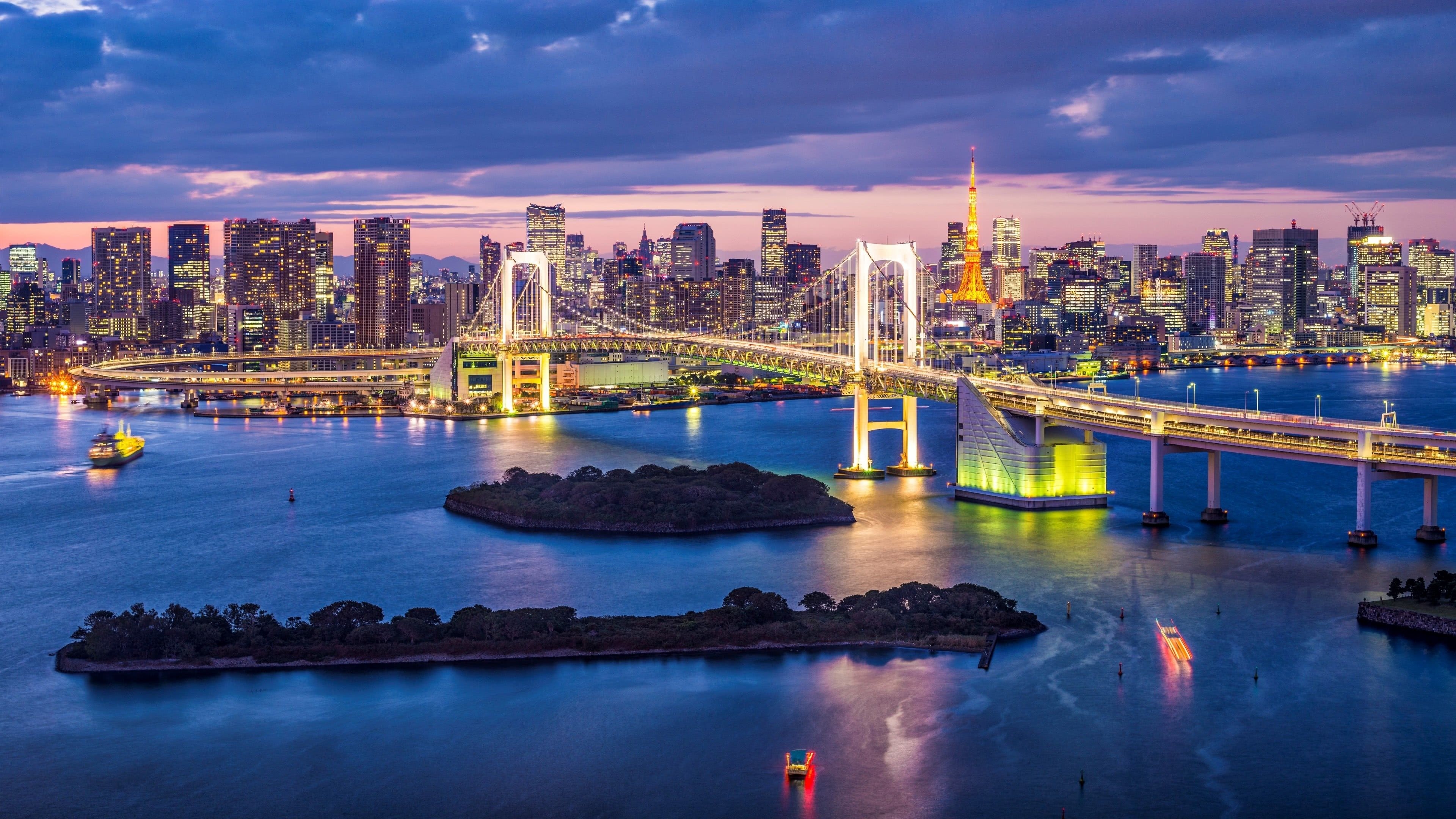 3840x2160 Rainbow Bridge, Tokyo, Japan UHD 4K Wallpaper, Desktop