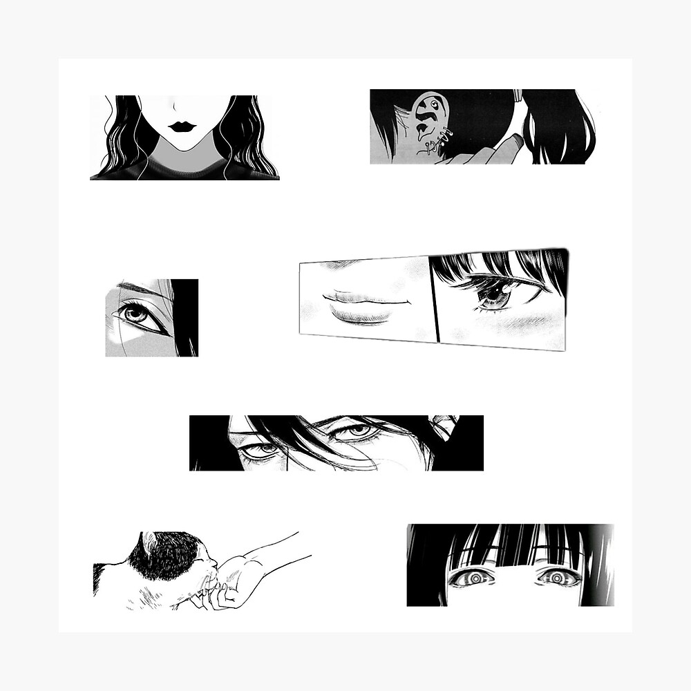 1000x1000 Black & white anime aesthetic Poster, Phone