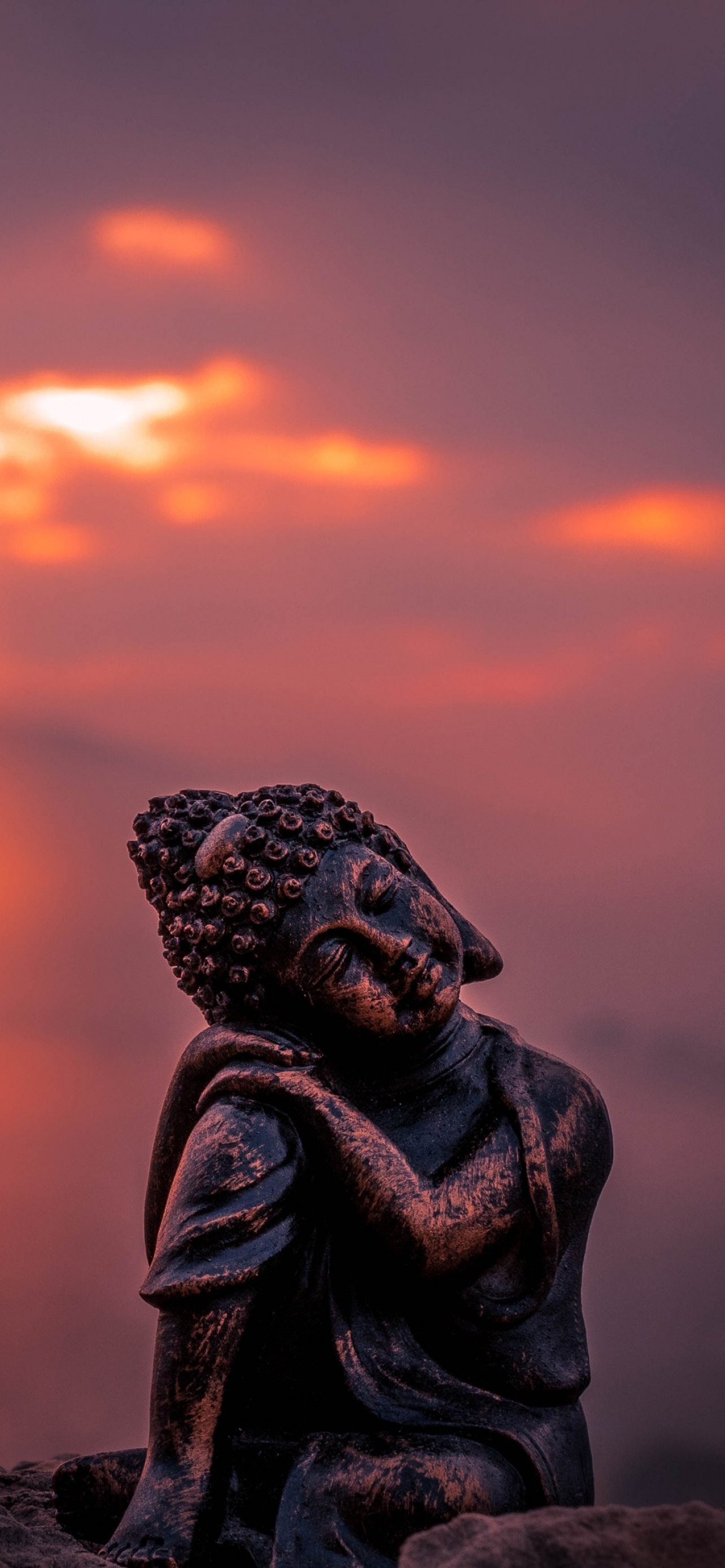 1290x2780 Lord Buddha Wallpaper 4K, Statue, Sunset, Cute figure, Phone