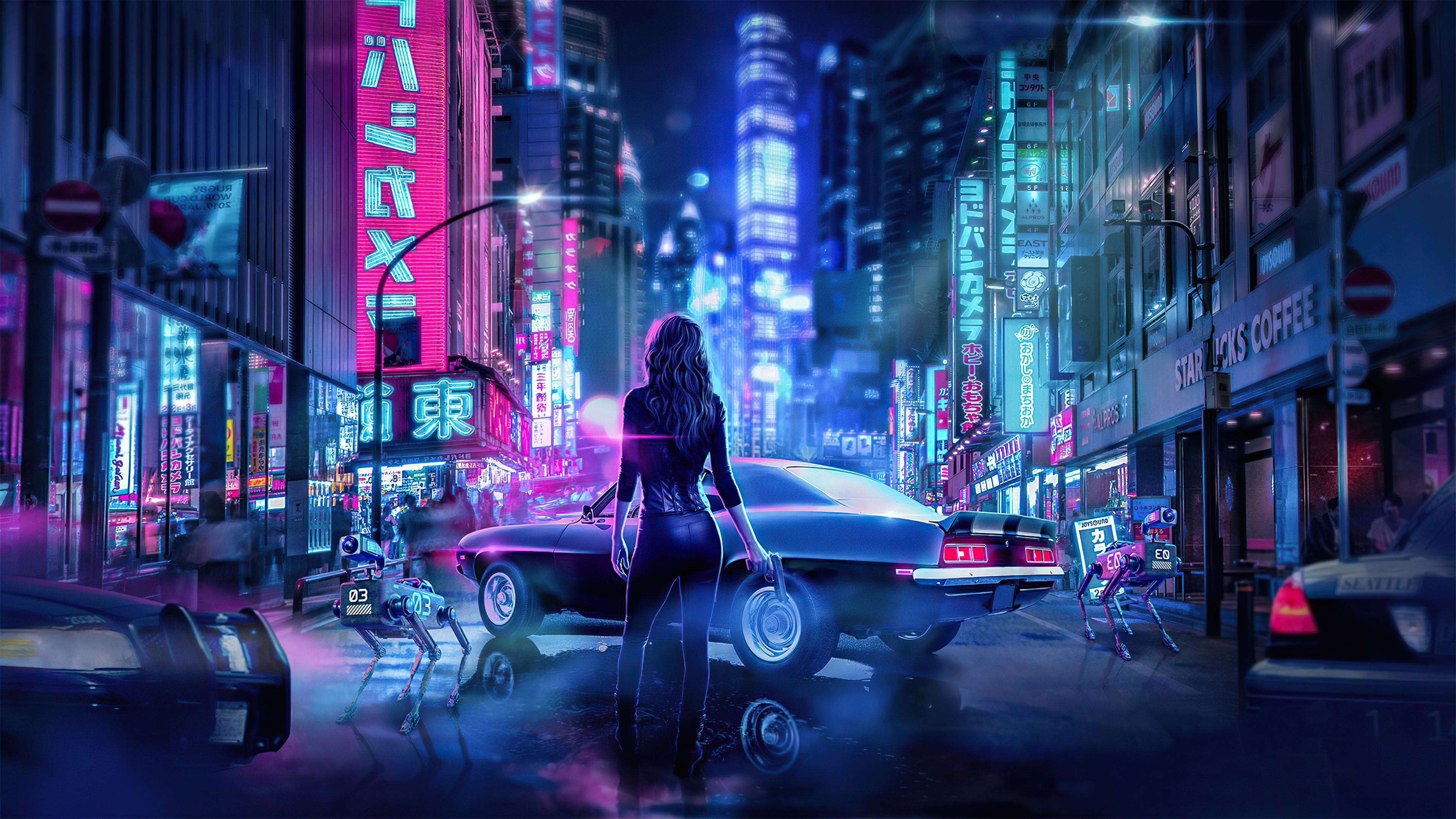 3840x2160 Wallpaper 4k Cyber Japan Neon Lights Girl With Gun 4k Wallpaper, Desktop