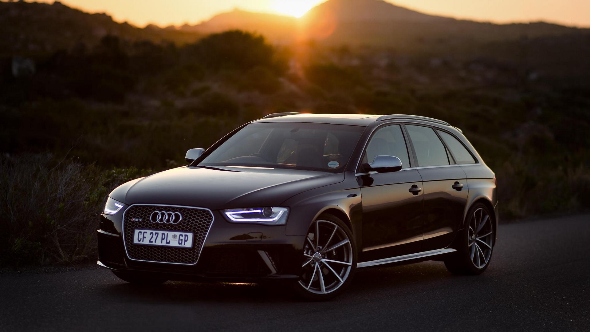 1920x1080 Download wallpaper  audi, rs side view, black, sunset, Desktop