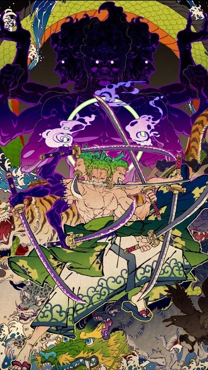 720x1280 Roronoa Zoro and Ashura. Animes wallpaper, One piece anime, Personagens de anime, Phone