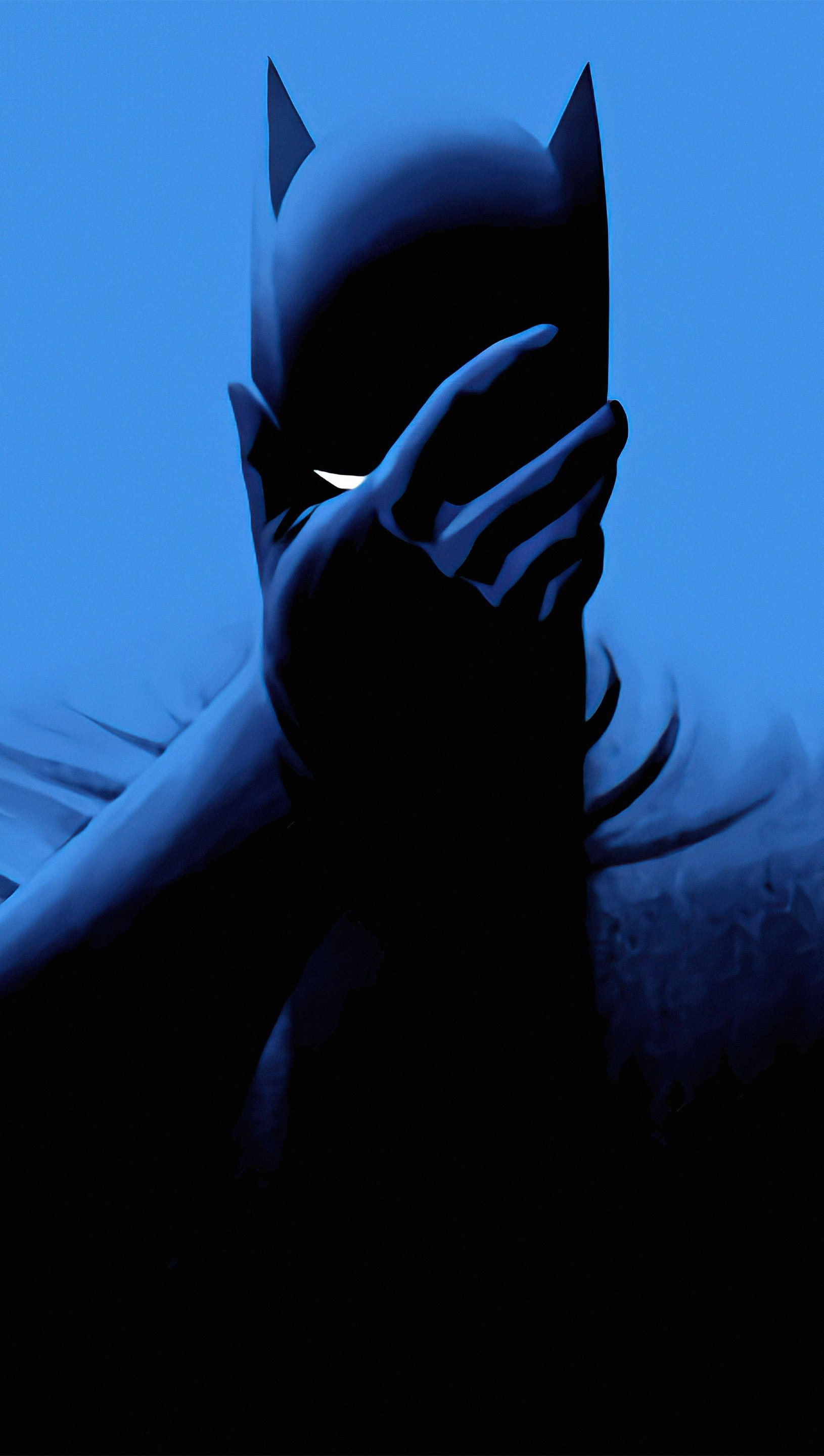 1630x2880 Batman Minimalist style blue background Wallpaper 5k Ultra HD, Phone