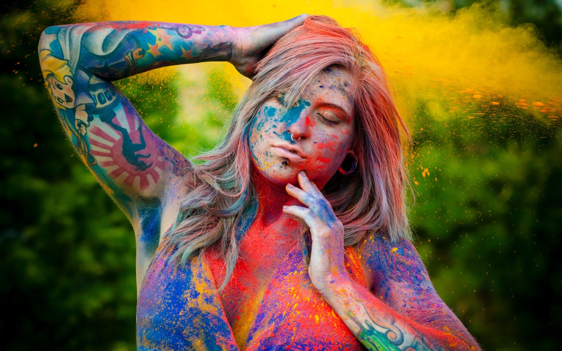 1920x1200 Holi HD Wallpaper Background With Girl Wallpaper & Background Download, Desktop