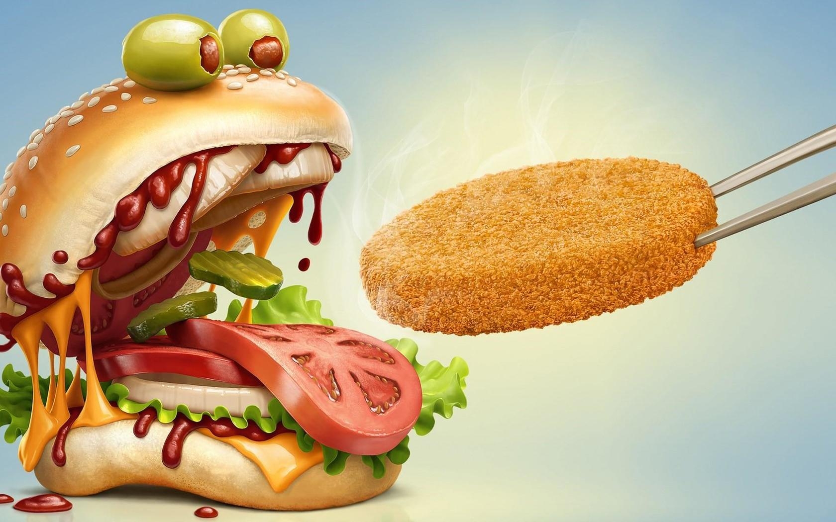 1680x1050 Funny Chicken Monster Burger Wallpaper. Wallpaper Studio 10. Tens, Desktop