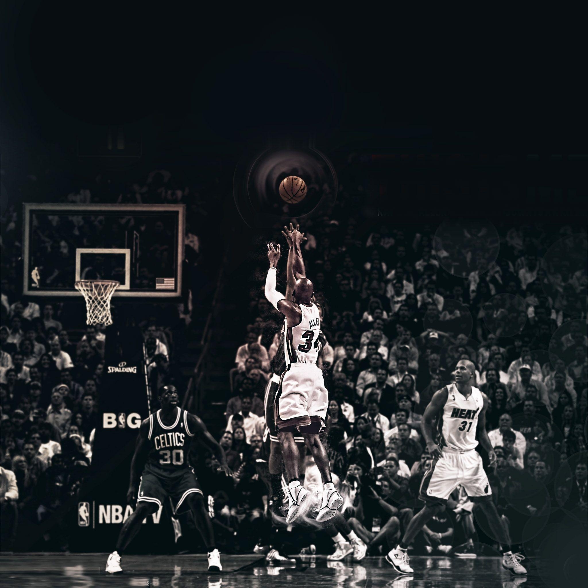 2050x2050 FREEIOS7. Miami Heat Ray Allen HD IPhone IPad Wallpaper, Phone