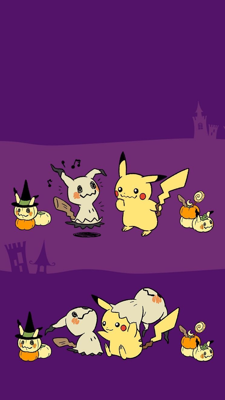 750x1320 Mimikkyu & Pikachu Halloween mobile wallpaper. Halloween wallpaper iphone, Pikachu wallpaper, Ghost pokemon, Phone