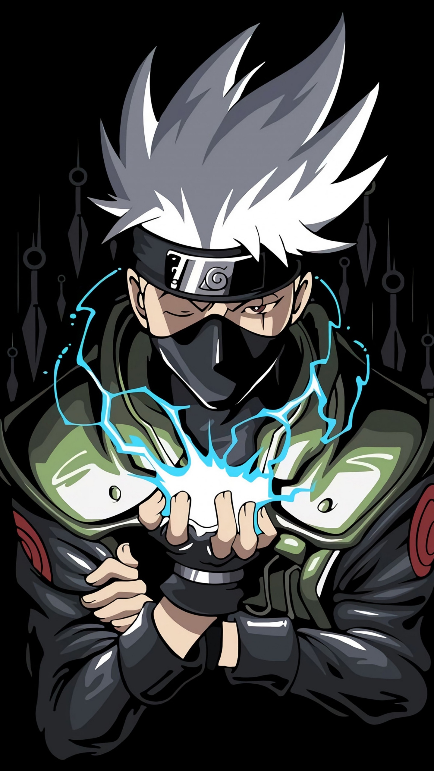 1440x2560 Kakashi Hatake Wallpaper 4K, Naruto, AMOLED, Black Dark, Phone