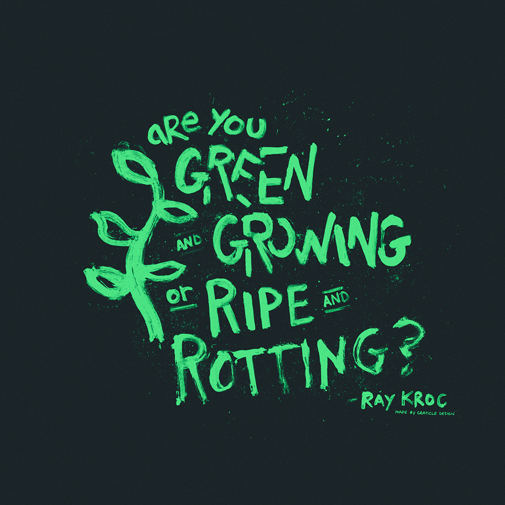 1000x1000 Green And Growing Ray Kroc Lettered Wallpaper, Phone