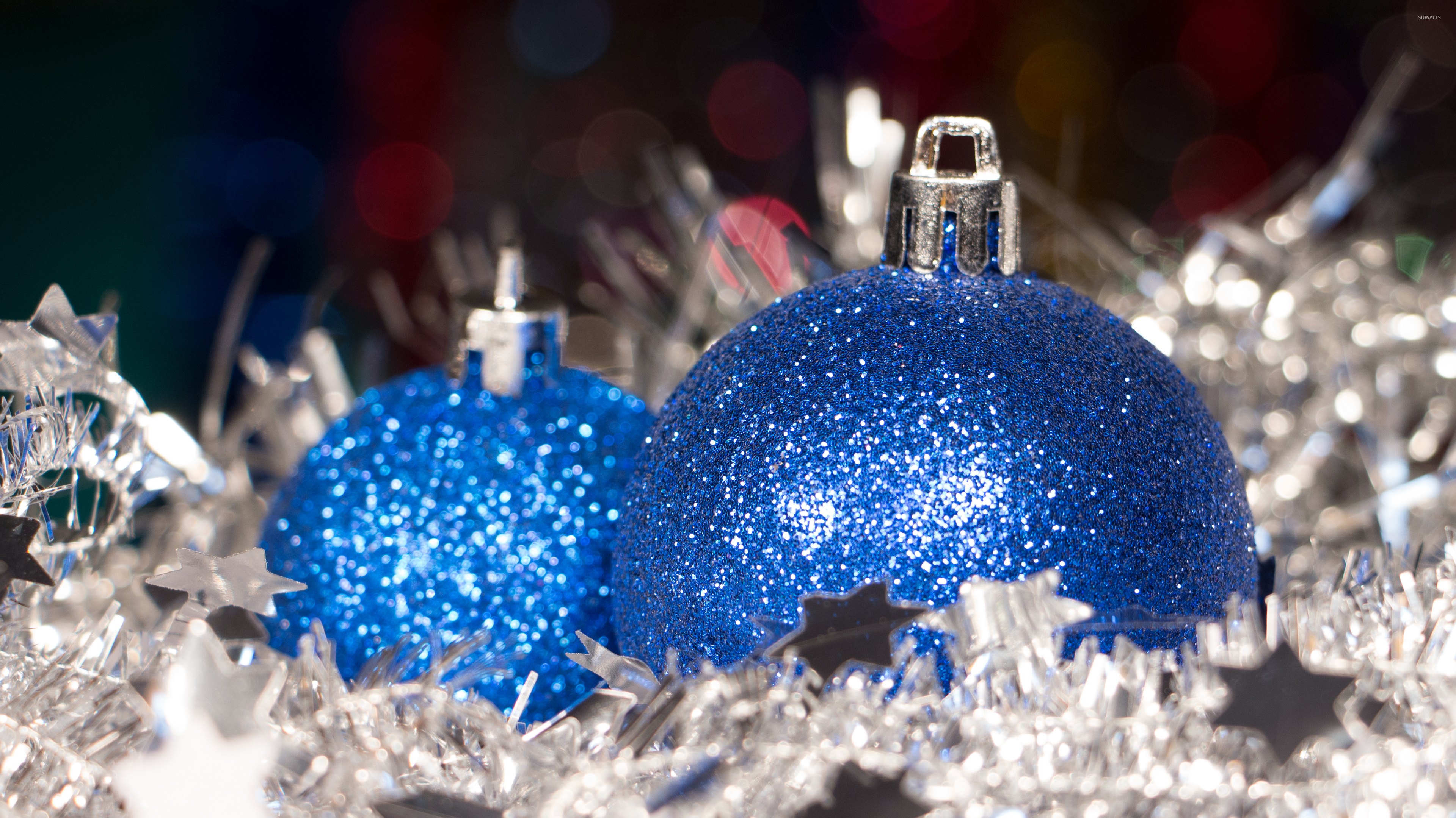 3840x2160 Blue and silver Christmas decoration wallpaper wallpaper, Desktop