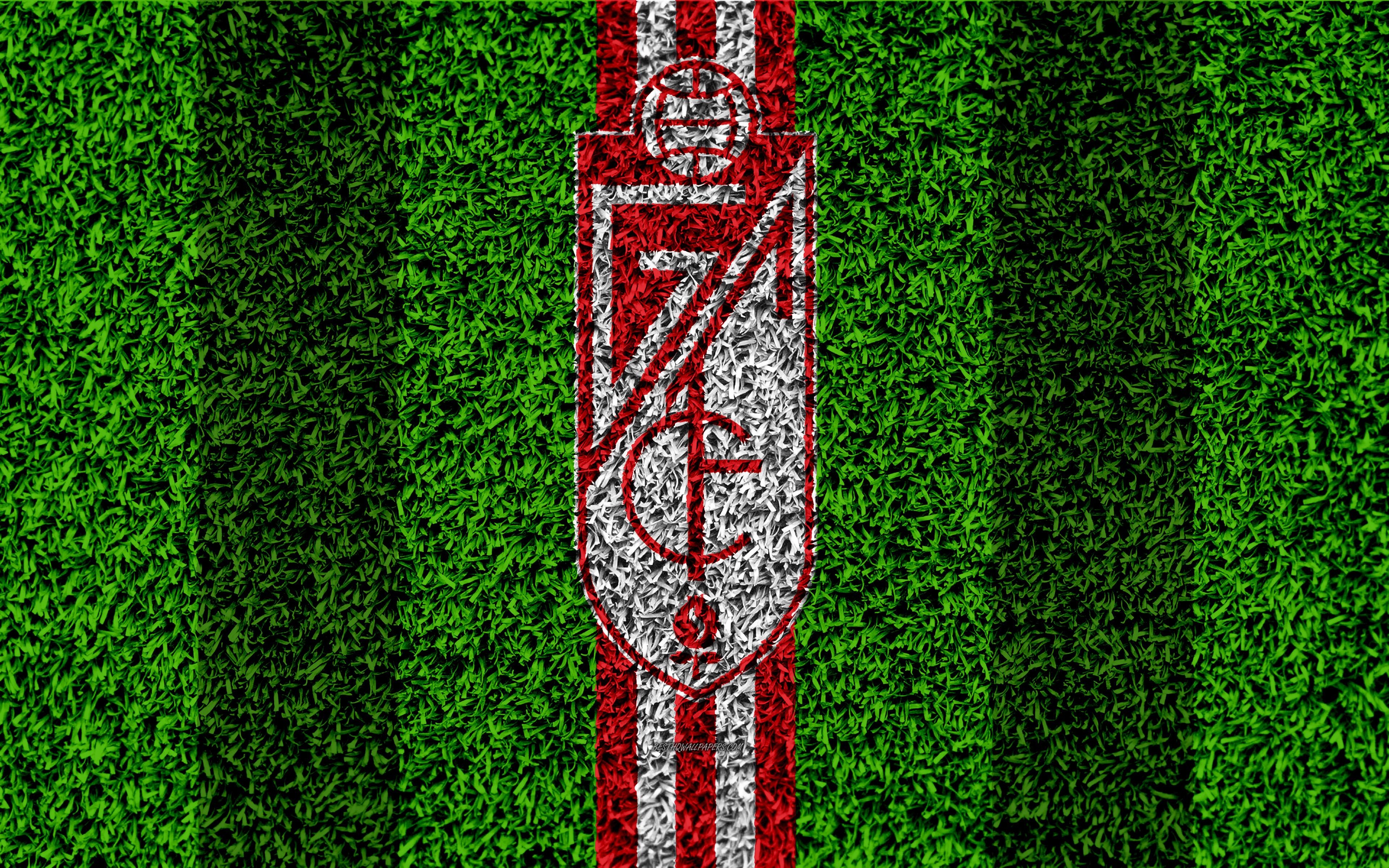 3840x2400 Download wallpaper Granada CF, logo, 4k, football lawn, Spanish, Desktop