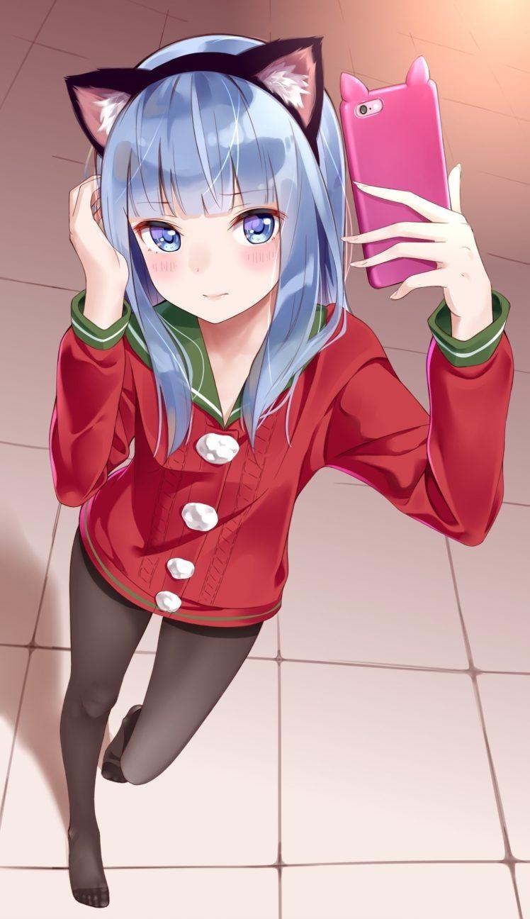 750x1300 blue hair, Blue eyes, Anime, Anime girls, Kantai Collection, Phone