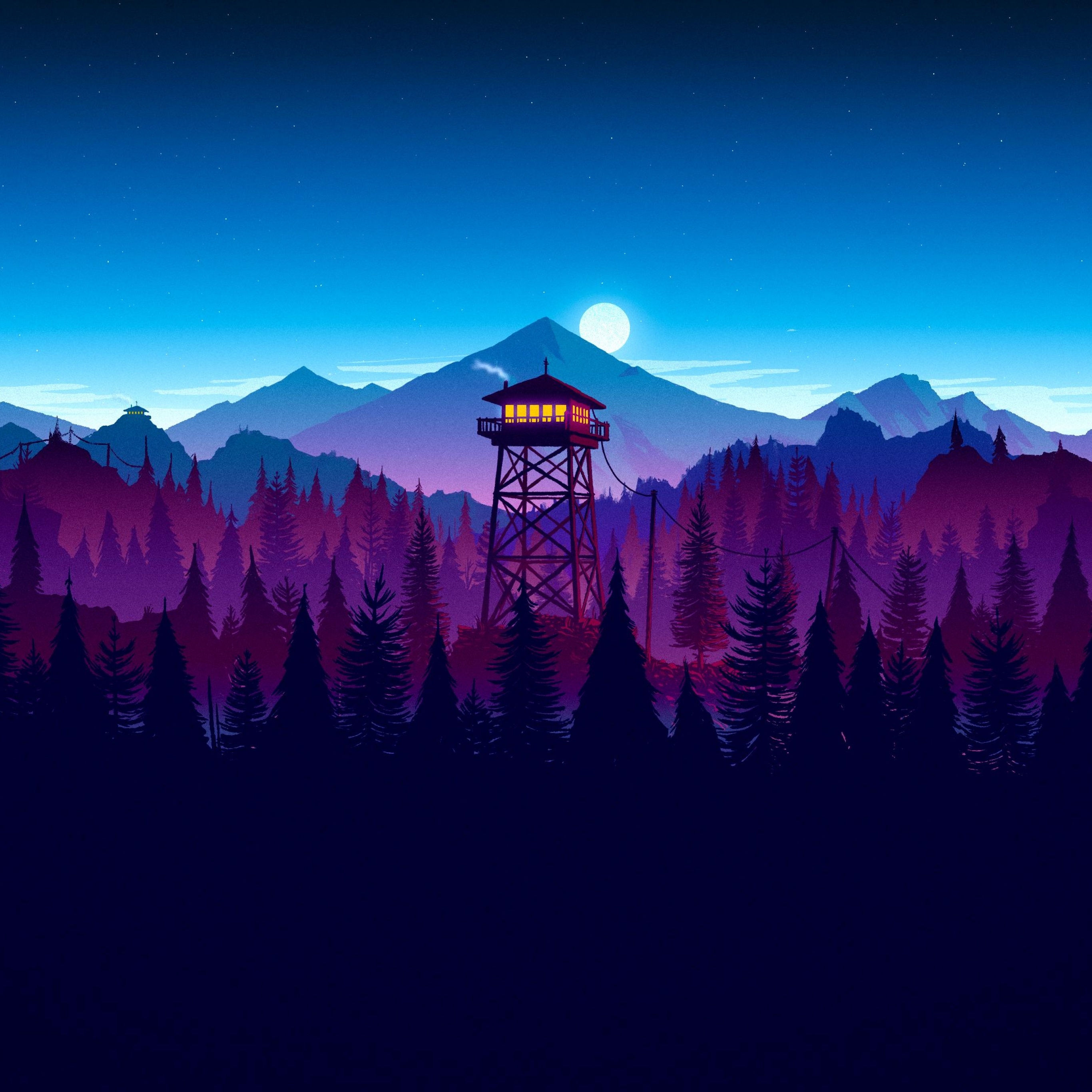 2740x2740 Firewatch Wallpaper 4K, Mountains, Clear sky, Blue Sky, Phone