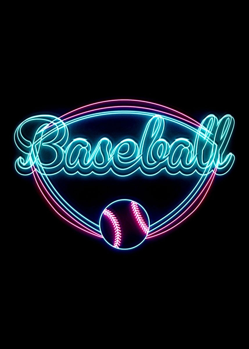 860x1200 baseball neon ' Poster, Phone