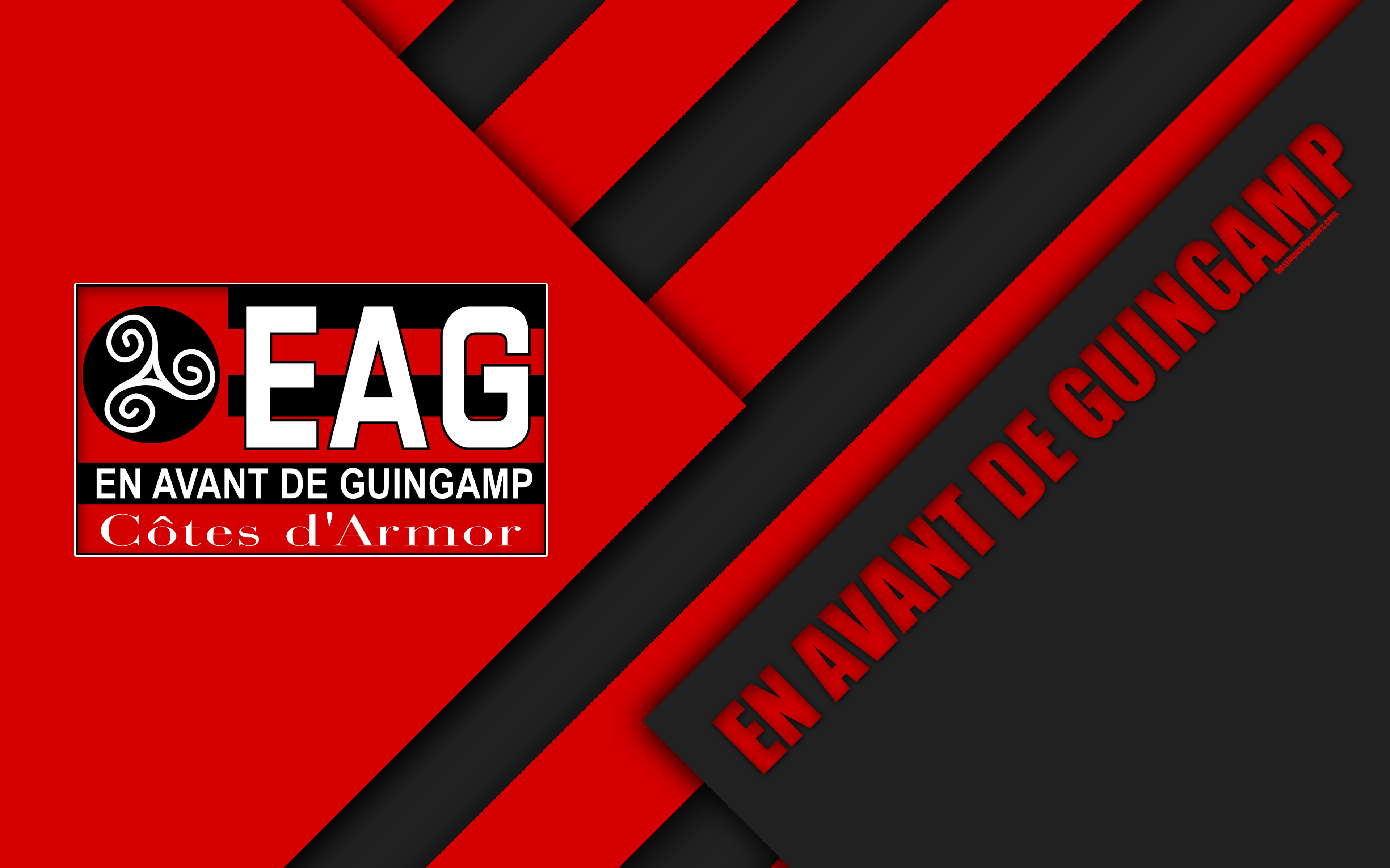 3840x2400 Download wallpaper En Avant de Guingamp, 4k, material design, Desktop