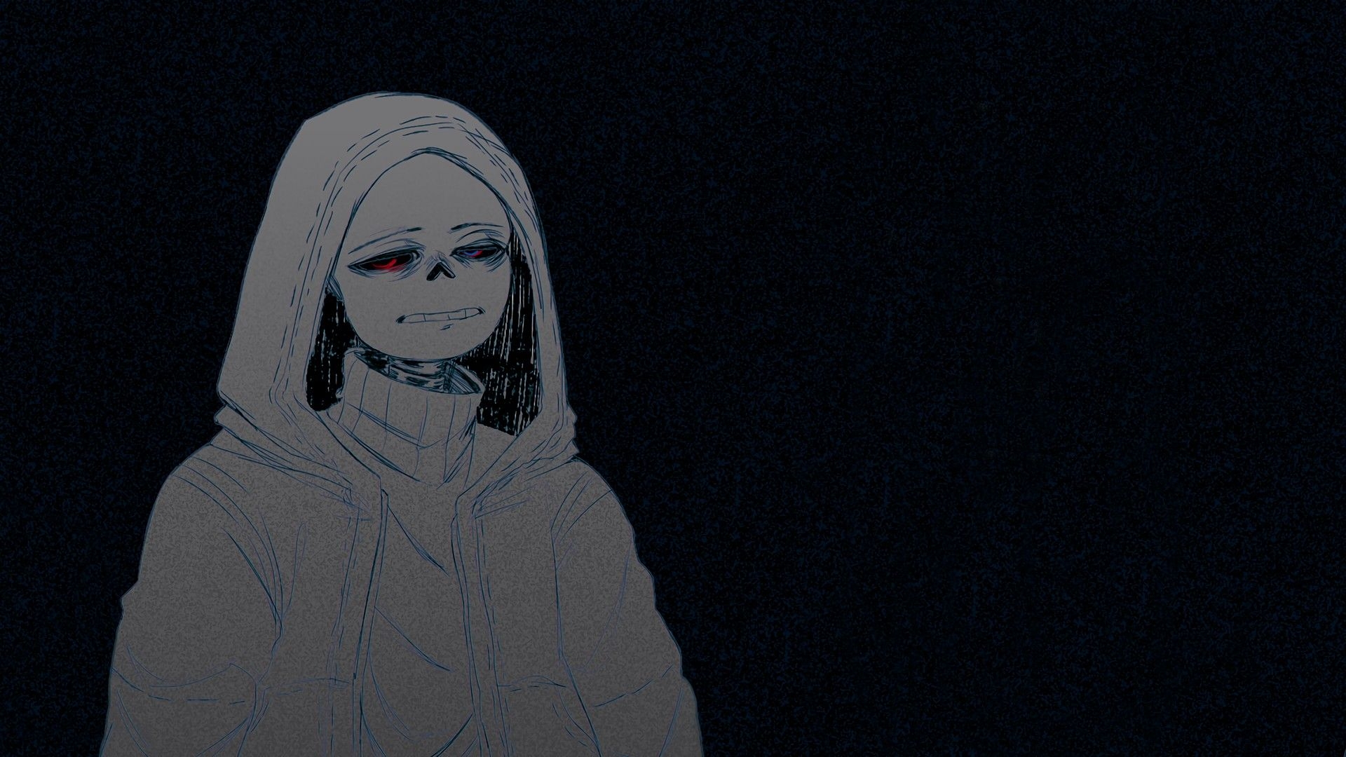 1920x1080 loneliness, Red eyes, Undertale, Hoods, Skeleton, Depressing, Desktop