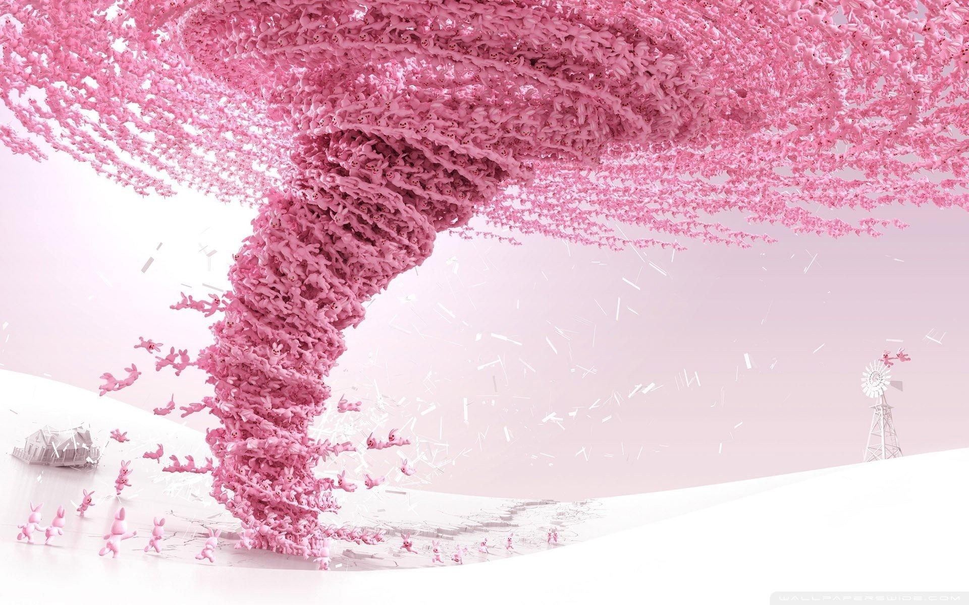 1920x1200 Pink HD Abstract Rabbits Tornadoes Winter Desk Wallpaper, Desktop