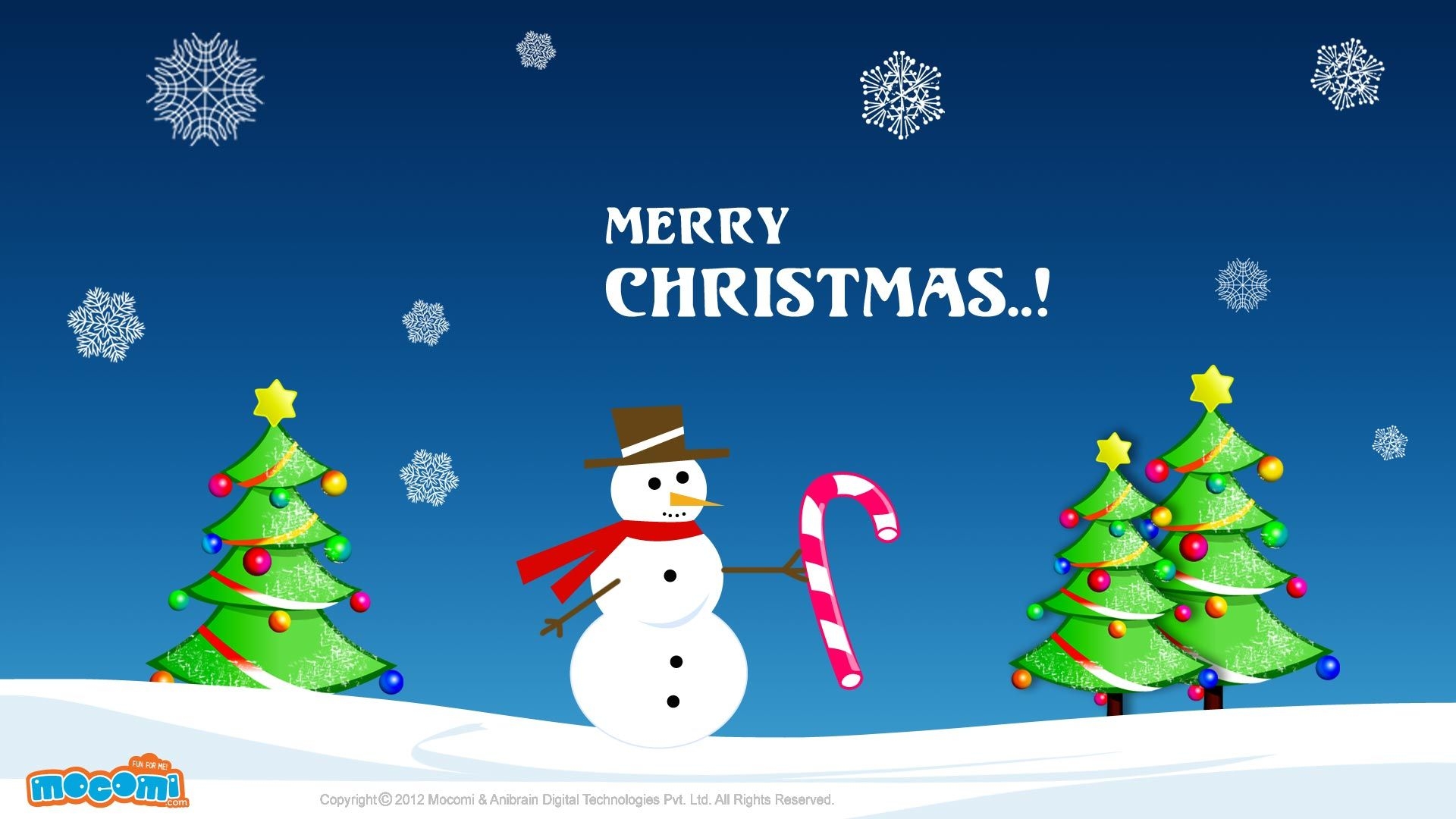 1920x1080 Merry Christmas Snowman Wallpaper for Kids, Desktop