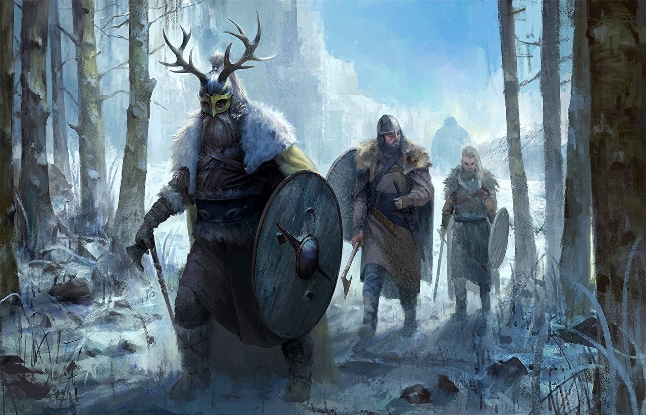 1280x830 Desktop Wallpaper Shield Vikings Helmet Warriors Winter Fantasy, Desktop