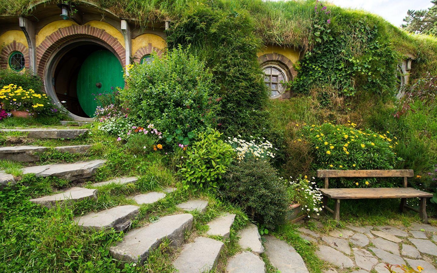 1440x900 Image New Zealand Matamata Hobbiton Park Nature stairway, Desktop