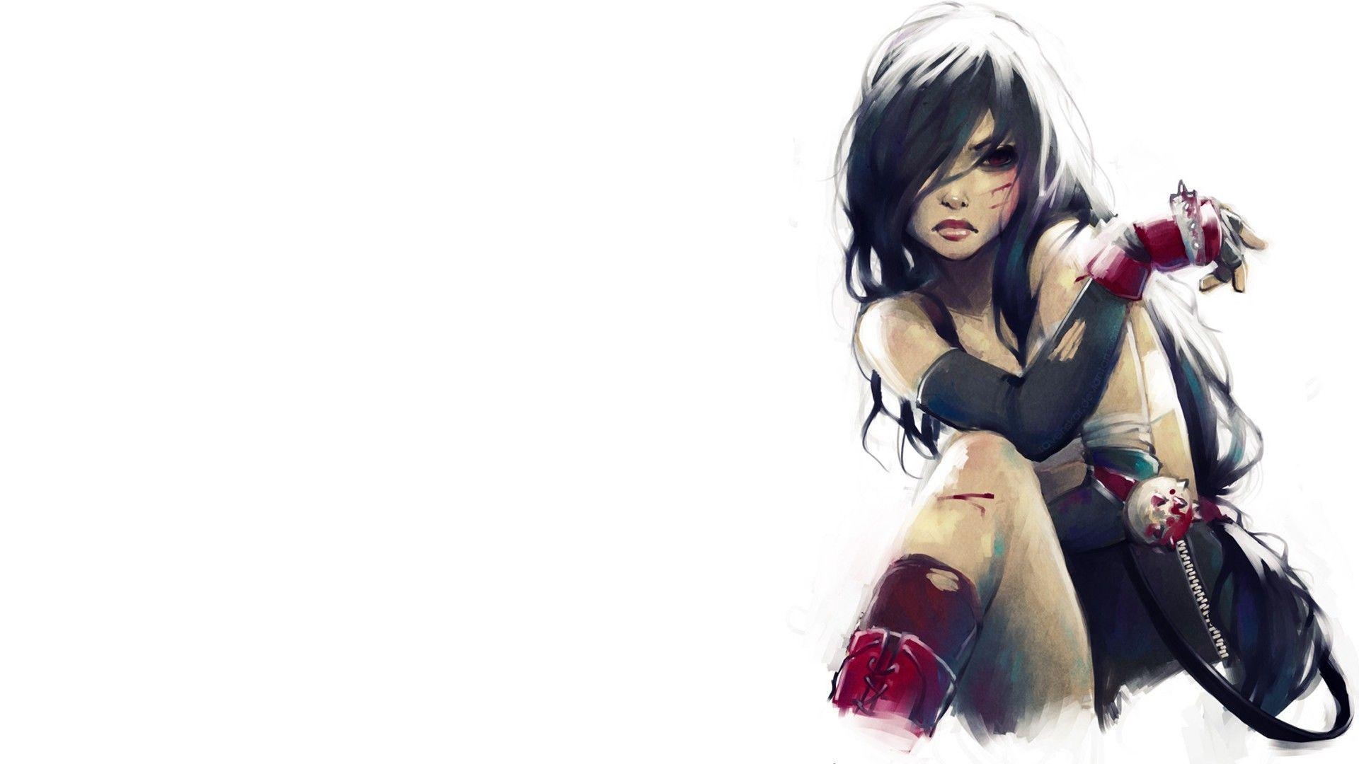 1920x1080 Drawing Final Fantasy Tifa Tifa Lockhart Lokhart girl white blood, Desktop