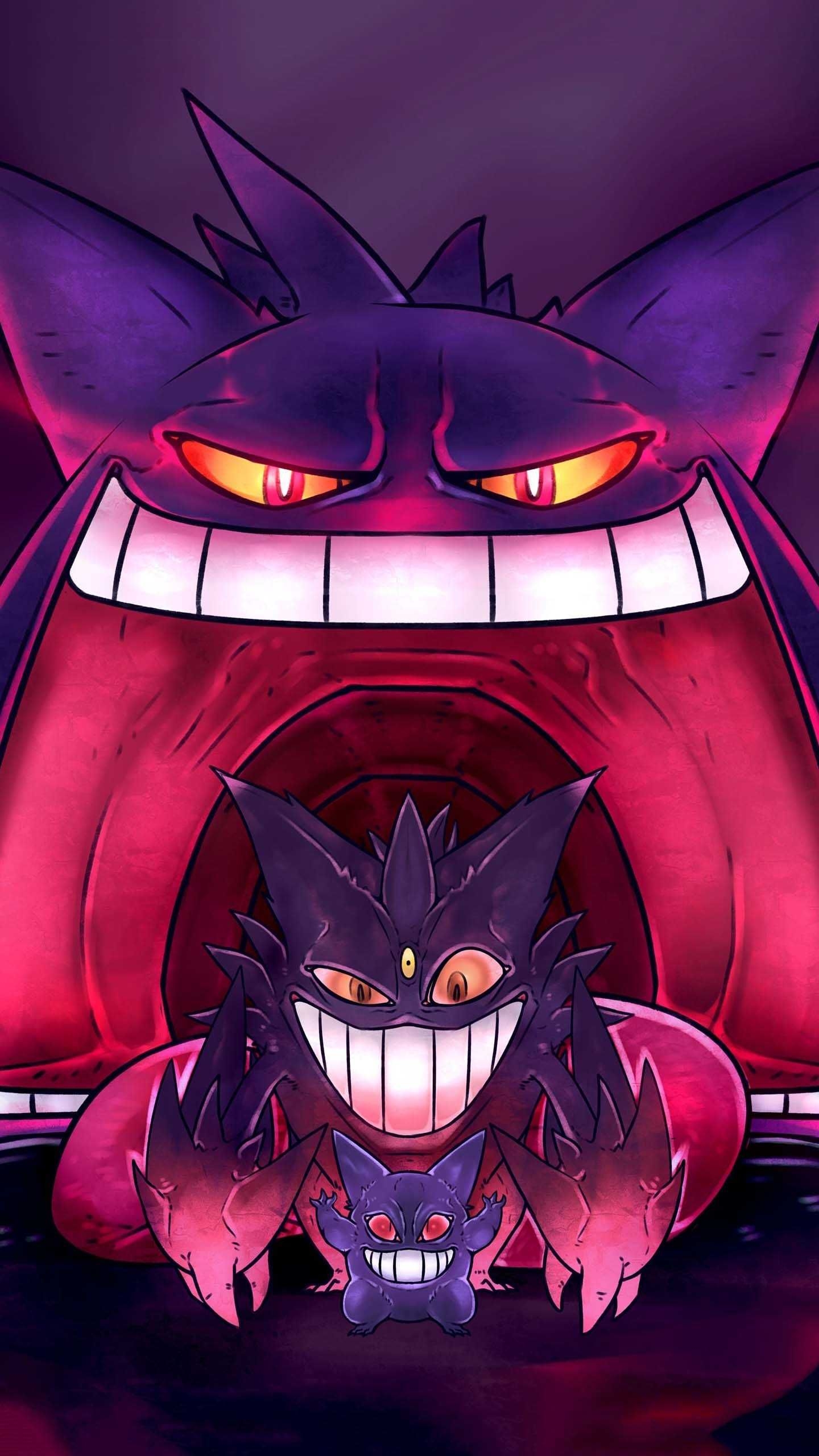 1440x2560 Gengar Wallpaper Explore more Biped, Bipedal Pokémon, Dark purple, Gengar, Pointed Ears wallpaper.. Gengar, Gengar pokemon, Cute pokemon wallpaper, Phone