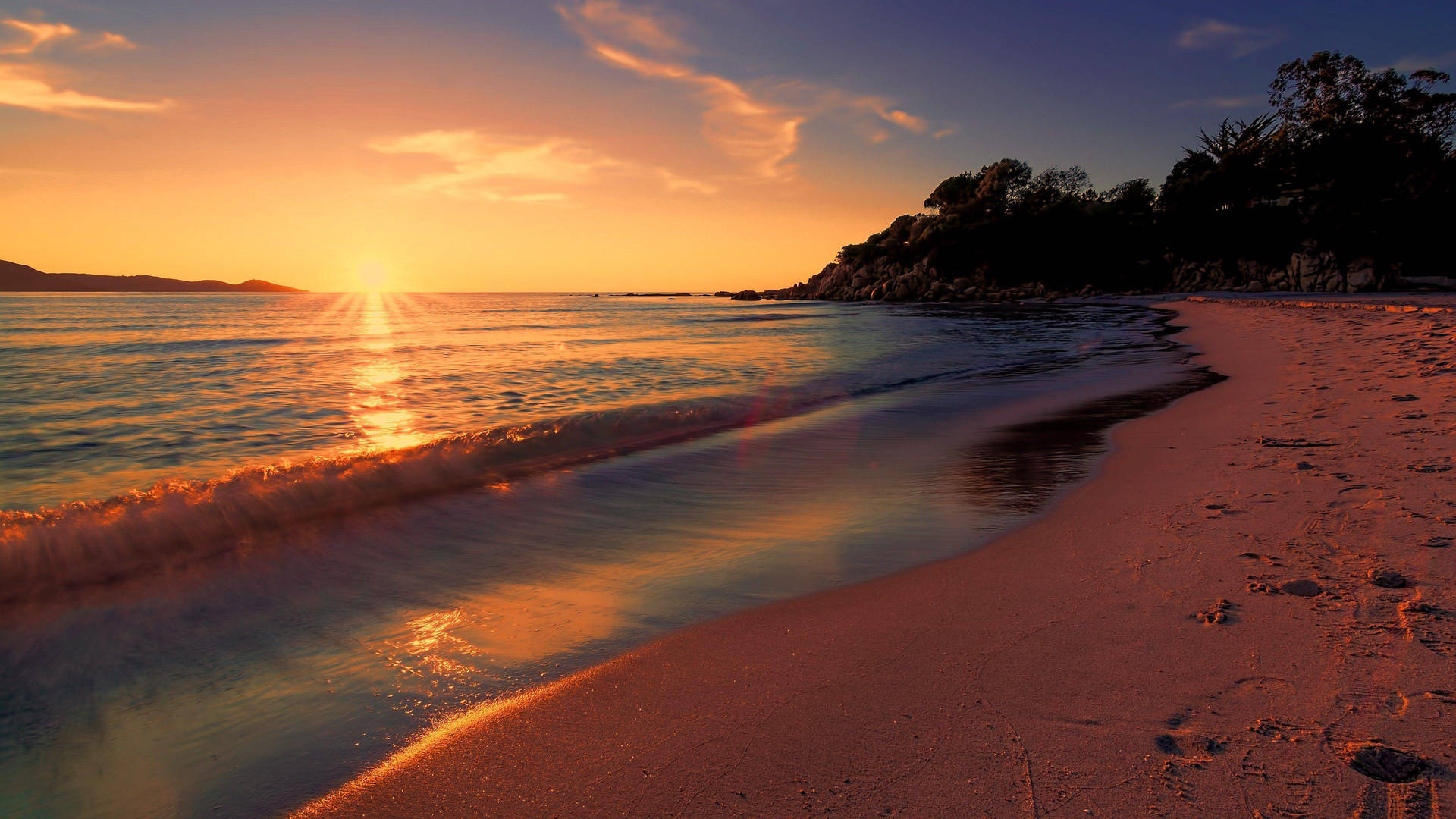 1920x1080 Beach Sunset Wallpaper, Desktop