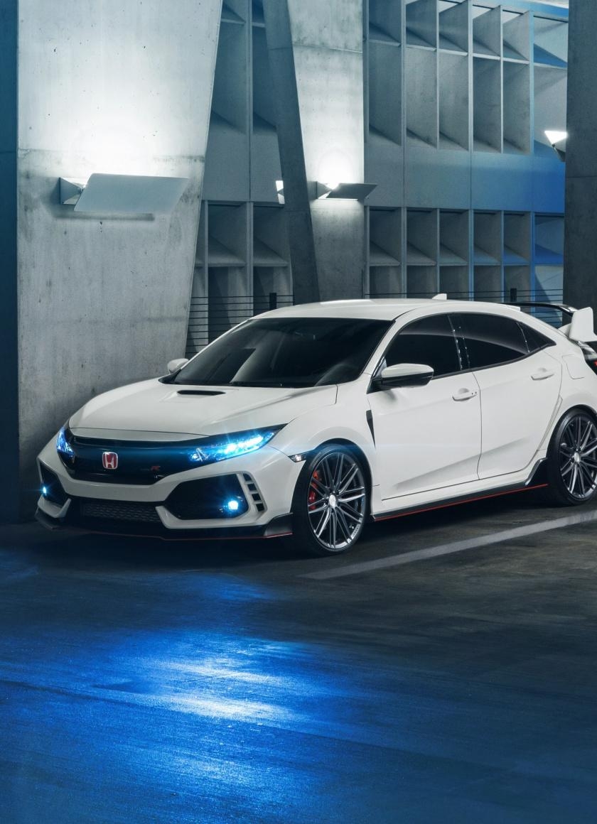 840x1160 Download  wallpaper white, honda civic type r, car, iphone, Phone