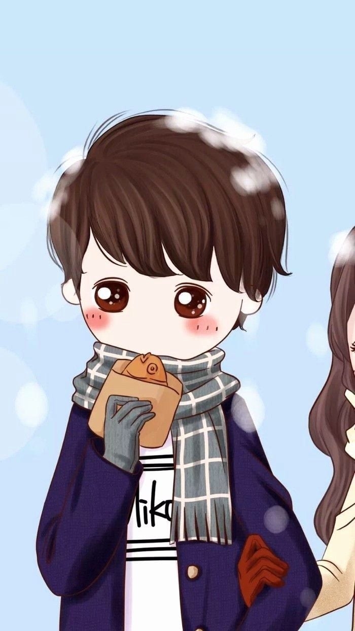 700x1250 Korean Couple Cartoon Wallpaper, Phone