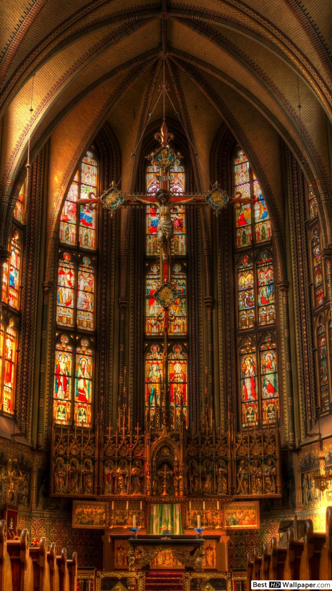 1080x1920 Inside st. joseph's cathedral in groningen HD wallpaper download, Phone