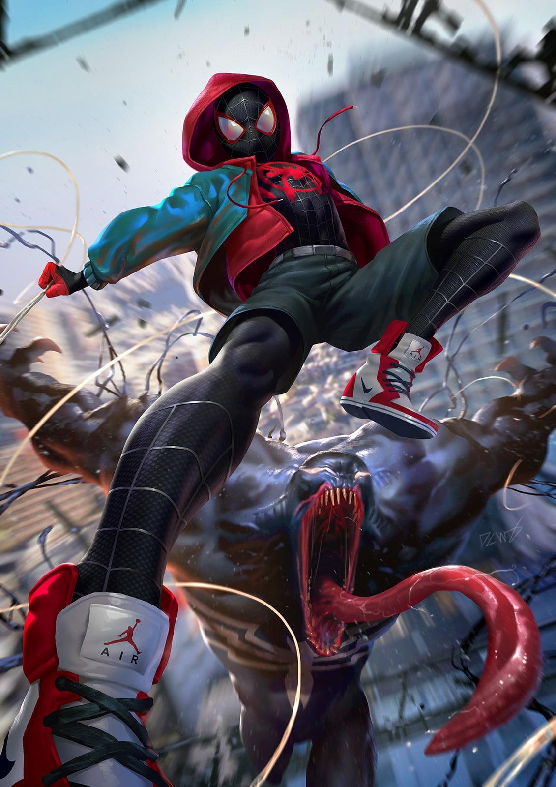 1140x1600 Venom Poster, Digital Art, Venom, Miles Morales, Spider Man, Phone