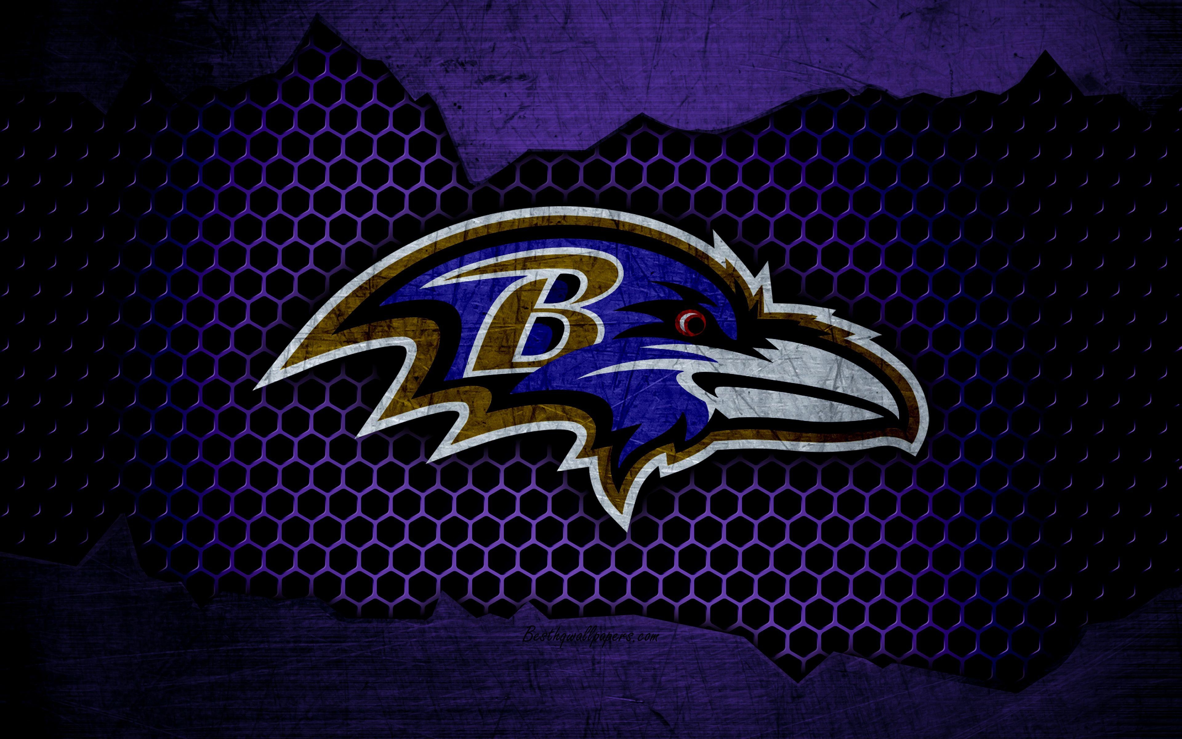 3840x2400 Download wallpaper Baltimore Ravens, 4k, logo, NFL, american, Desktop