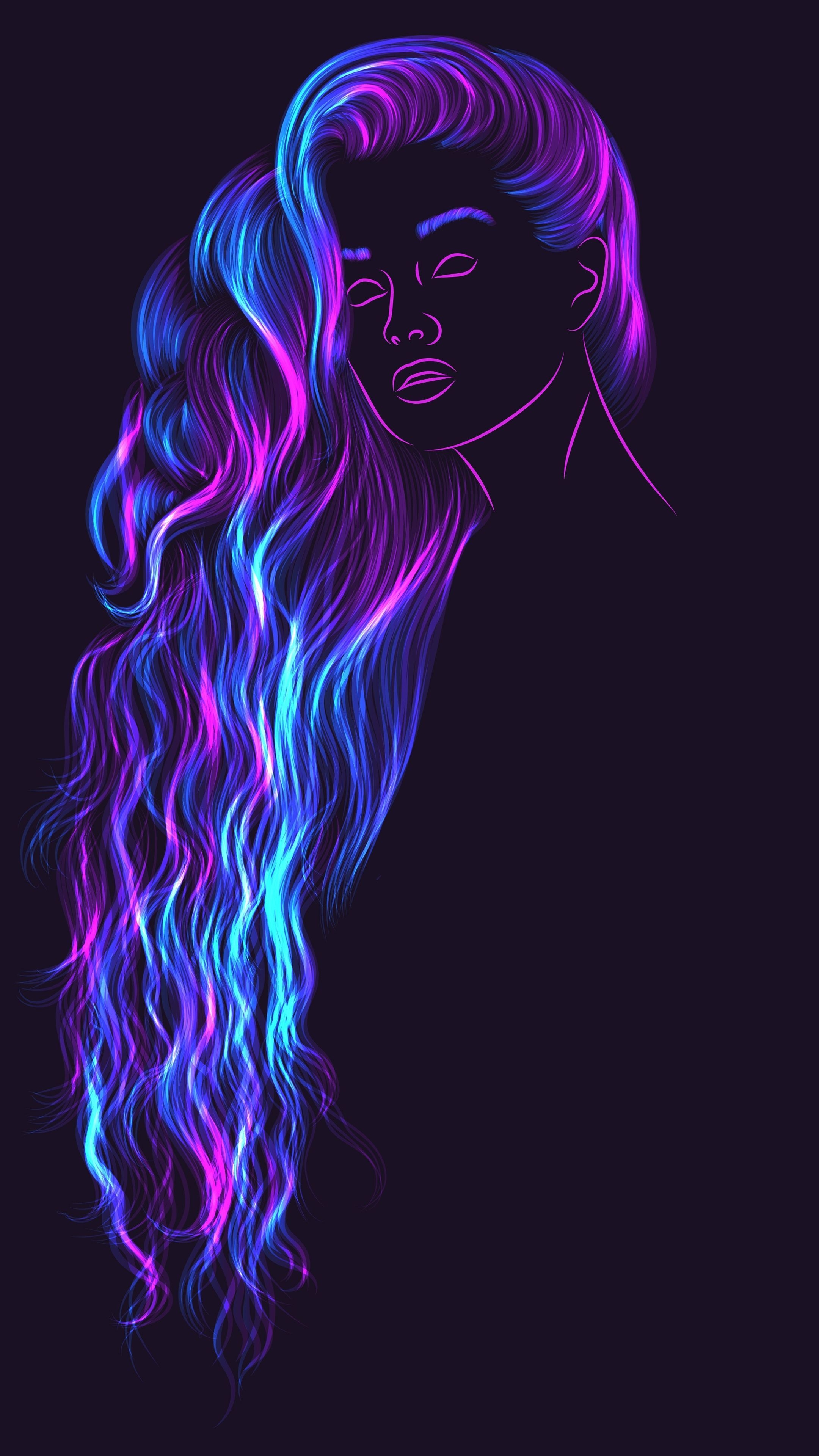 2160x3840 AMOLED Wallpaper. Woman. Girl. People. Neon wallpaper, Neon girl, Pop art wallpaper, Phone