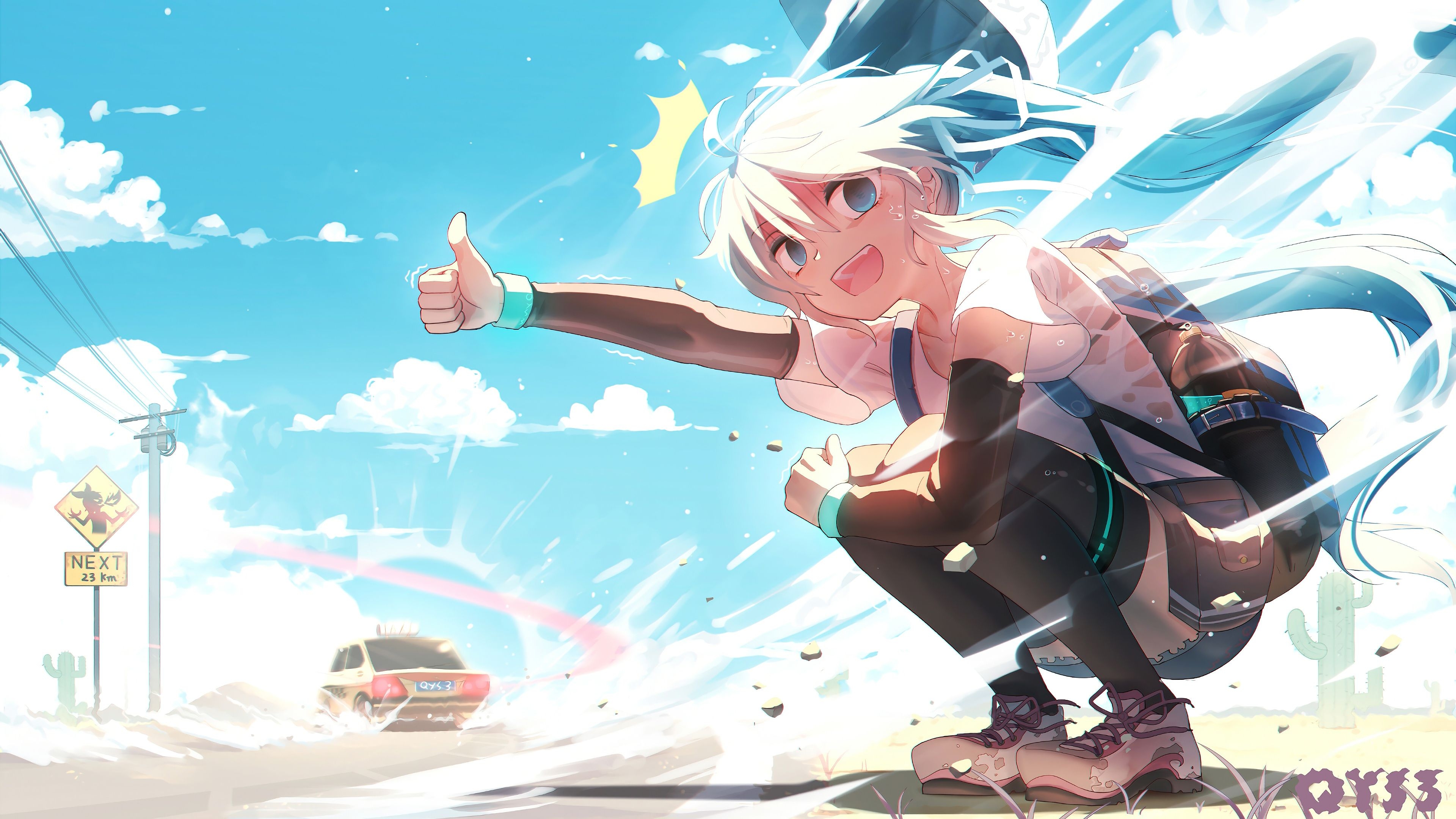 3840x2160 Anime, Girl, Hitchhiking.mocah.org, Desktop