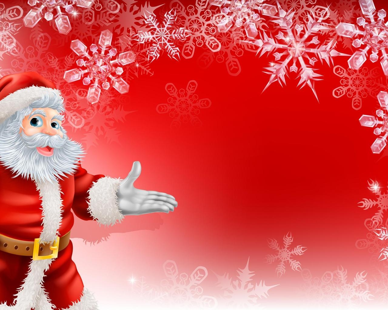 1280x1030 Red Christmas wallpaper Claus and snowflakes, Desktop