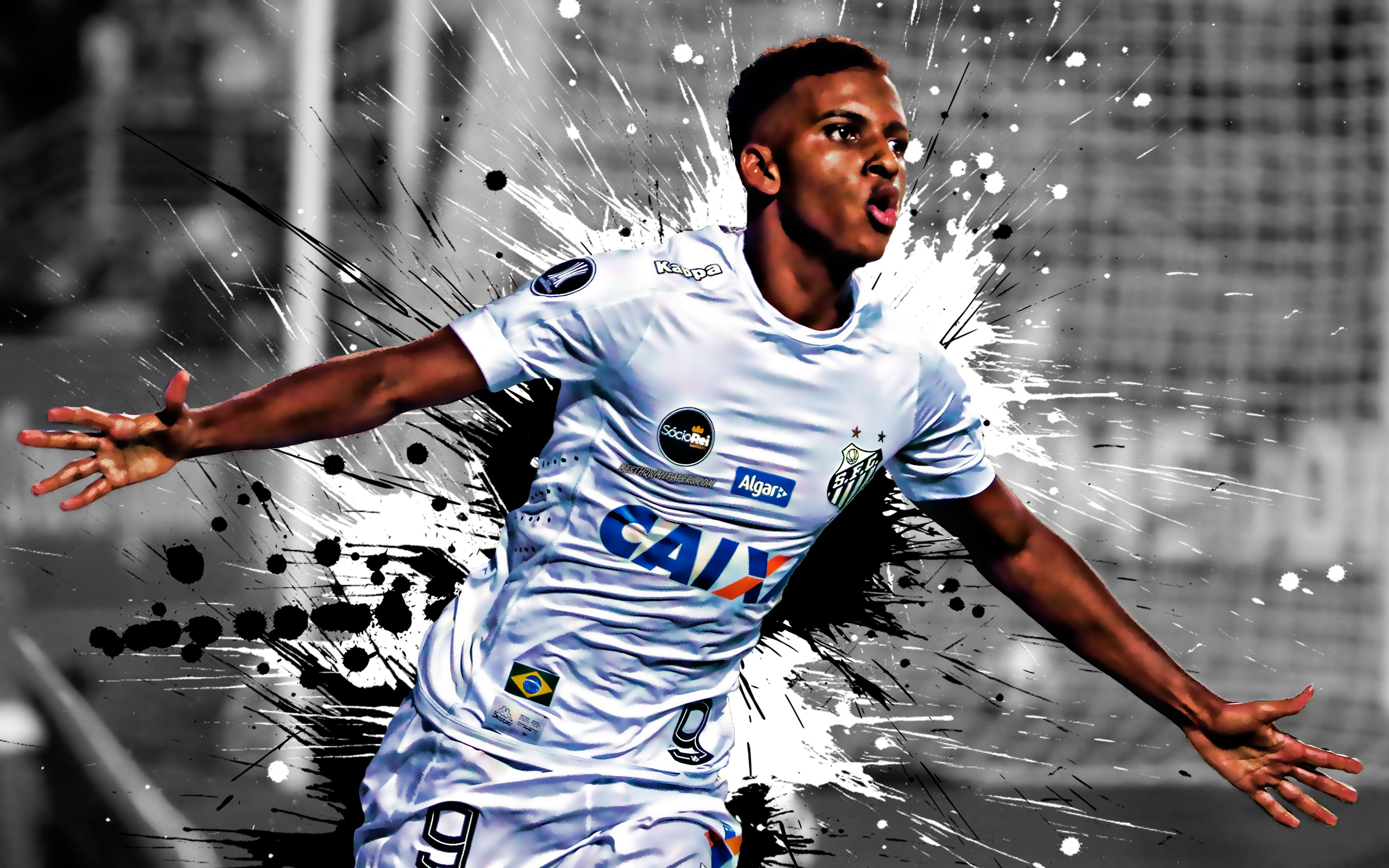 2560x1600 Download wallpaper Rodrygo, 4k, Brazilian football player, Santos, Desktop