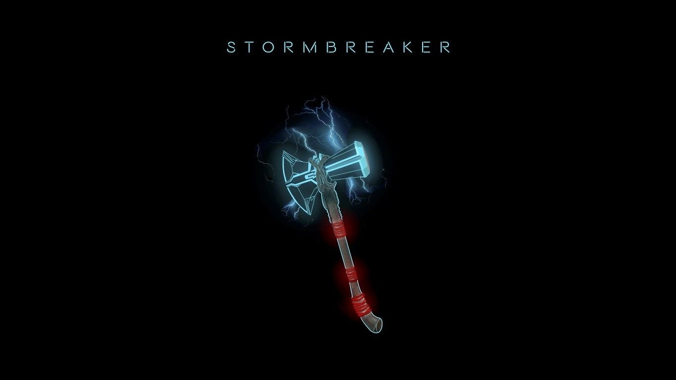 1370x770 Download  Thor, Hammer, Stormbreaker, Minimalism, Desktop