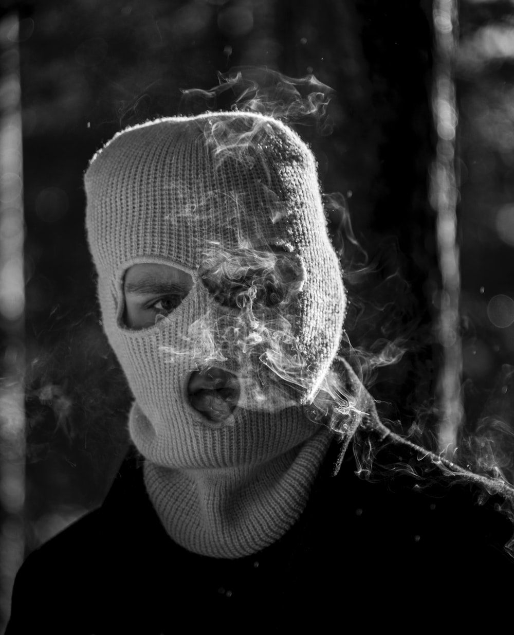 1000x1240 grayscale photo of person wearing mask photo, Phone