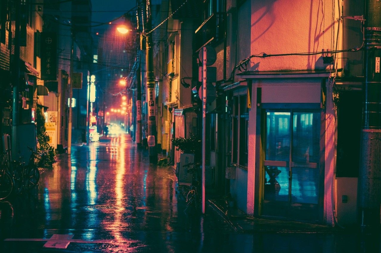 1280x860 Masashi Wakui Japan Night Street Wallpaper:, Desktop