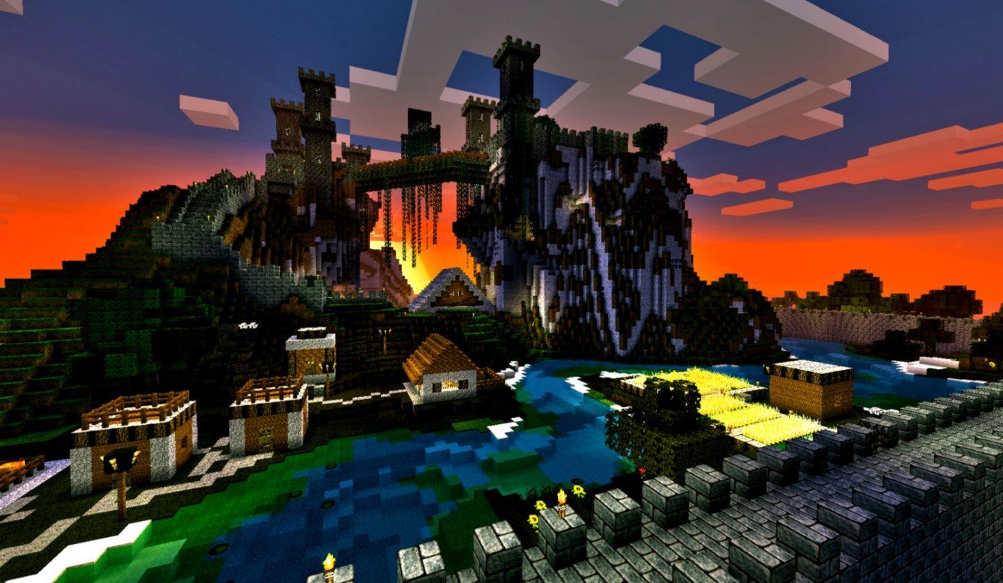 1440x840 Minecraft House Designs Nature Art, Desktop