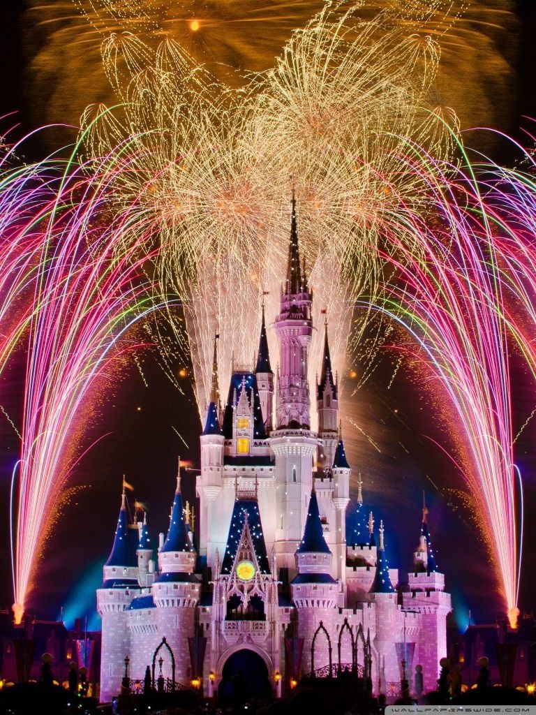 770x1030 Disney Castle Fireworks Wallpaper, Phone