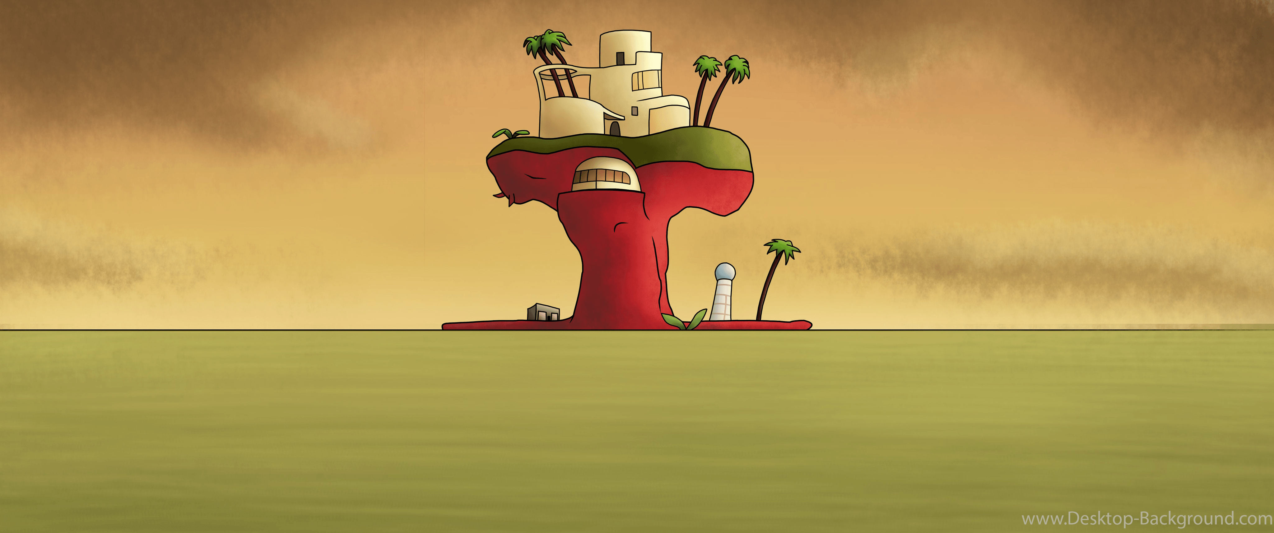 4100x1720 Plastic Beach Wallpaper (Gorillaz) By UnPausinator, Dual Screen