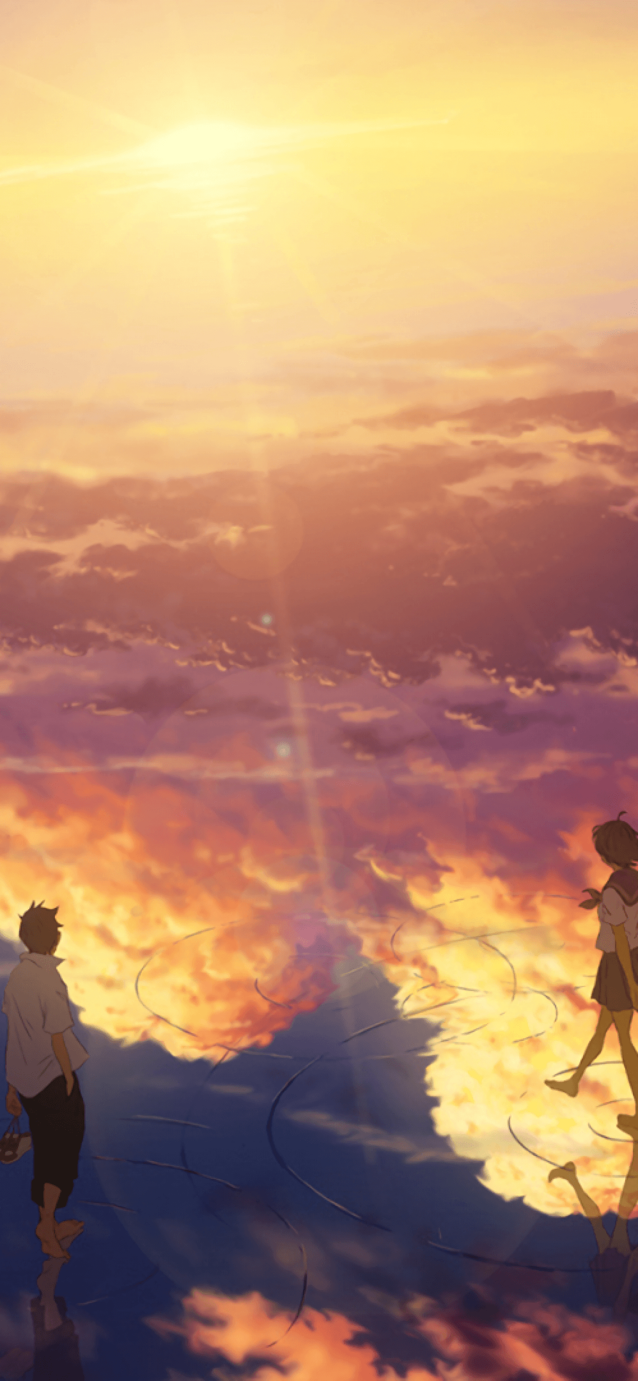 1250x2690 Download  Anime Landscape, Beyond The Clouds, Sunset, Phone