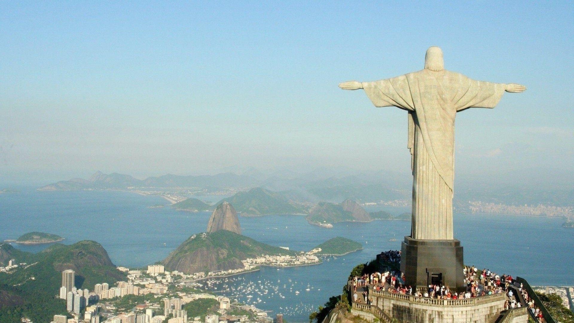1920x1080 Rio De Janeiro, Brasil, Statue, Christ The Redeemer, Landscape, Desktop